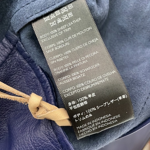 Free People Cleobella Cowgirl Sheep Leather Jacket Navy Rare - Picture 11 of 13